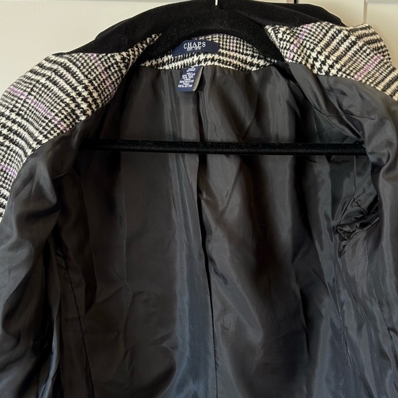 CHAPS Women's Wool Blend Houndstooth Black Blazer Size 6 Power Suit Classic - Picture 6 of 8